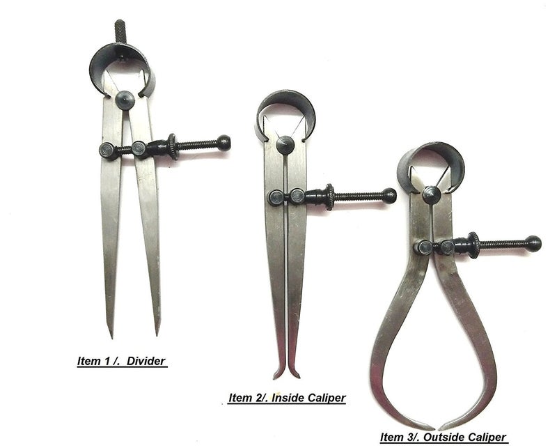 AI New Spring Caliper 3 Piece Set Inside Outside Divider, 100mm (4 Inches), Alloy Steel, B079WTZG54 - Image 2